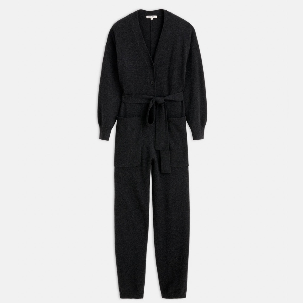NWT Alex Mill 100% Cashmere Sweater Jumpsuit in Charcoal Grey, Small